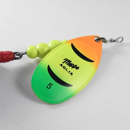 Mepps Aglia 5 dressed Spinner, Fire Tiger, 14g, Gebonden haak, #1758