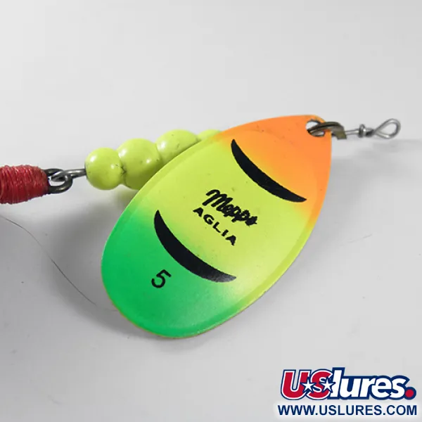 Mepps Aglia 5 dressed Spinner, Fire Tiger, 14g, Gebonden haak, #1758