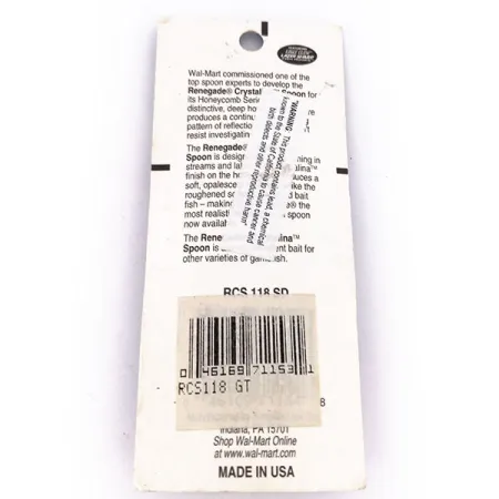 Renegade Crystalina Spoon Lepel, Oranje/Zwart, 7g, Honeycomb, #12356