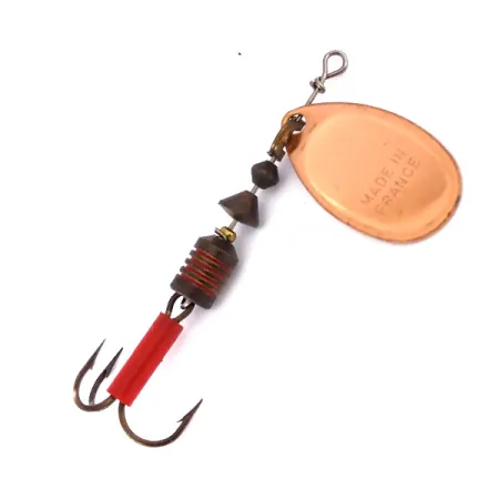 Mepps Aglia 2 Spinner, Koper, 4.5g, rood hoesje op de dreg, #10082