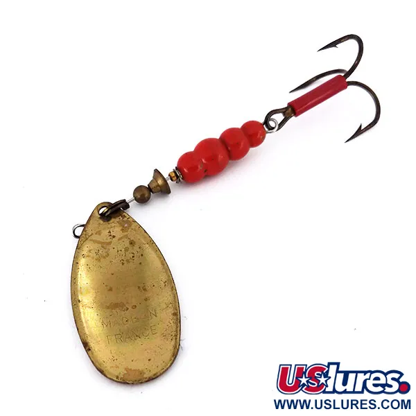 Mepps Aglia 5 Spinner, Rood / Wit / Messing, 14g, #10136