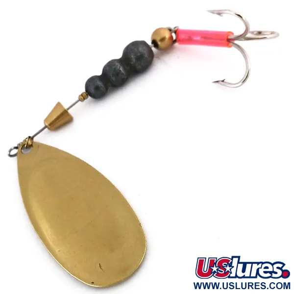 Vintage Mepps Comet 5 Spinner, Messing, 8cm, Roze attractor, #10199