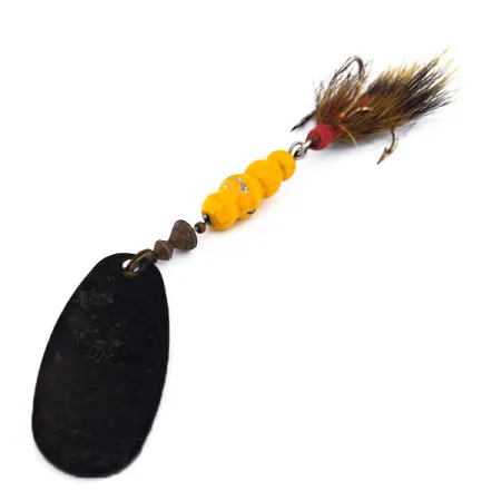 Mepps Black Fury 5 Dressed Spinner, Zwart/Geel, 14g, Gele stippen, #10474