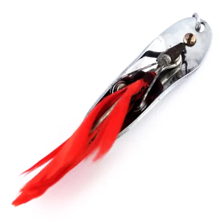 Pflueger Chum Weedless Spoon Lepel, Nikkel/Rood, 8g, Veren, #10600