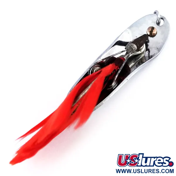 Pflueger Chum Weedless Spoon Lepel, Nikkel/Rood, 8g, Veren, #10600