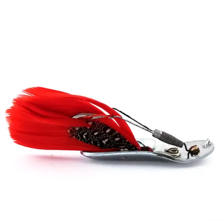 Pflueger Chum Weedless Spoon Lepel, Nikkel/Rood, 8g, Veren, #10600