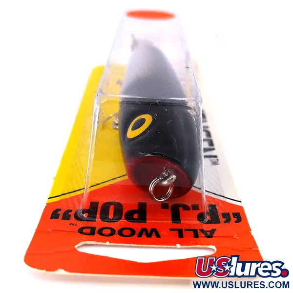 Luhr Jensen P.J.POP Popper, Zilver / Zwart, 17g, Houten body, #10658