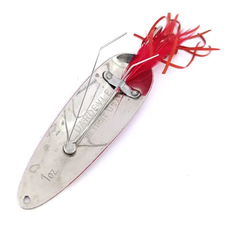 Eppinger Weedless Dardevle Lepel, Rood/Wit/Nikkel, 28g, Wierloos, #10692