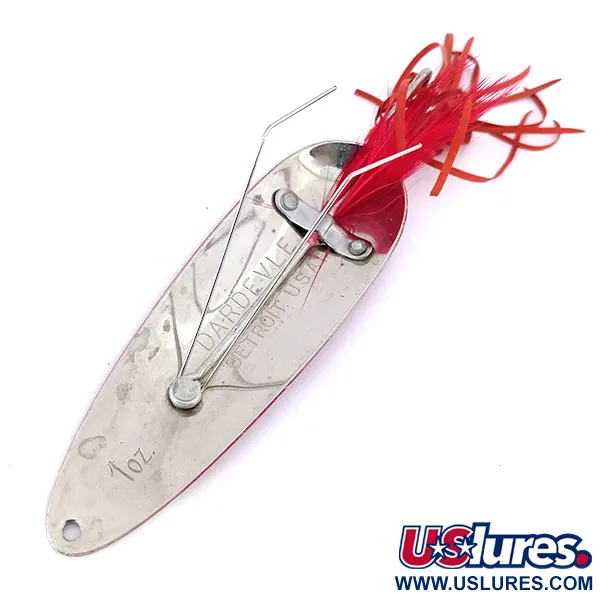 Eppinger Weedless Dardevle Lepel, Rood/Wit/Nikkel, 28g, Wierloos, #10692