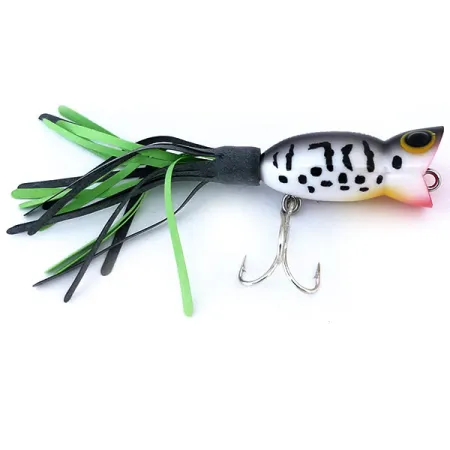 Fred Arbogast Hula Popper Topwater, Zwart/Wit, 5g, #10701
