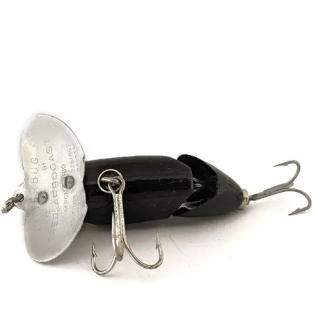 Fred Arbogast Jitterbug Gelede Plug, Zwart, 10g, Metalen Lip #11136