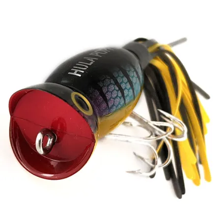 Fred Arbogast Hula Popper Oppervlakkunstaas, Tiger, 10g, Skirt, #11302