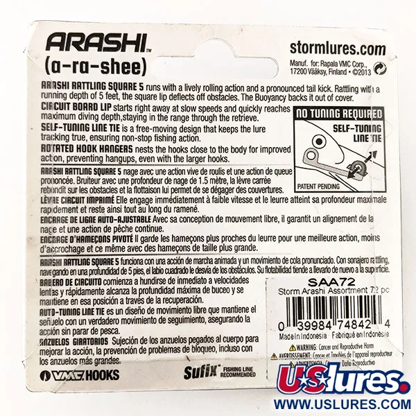 Storm Arashi Rattling Square 5 Plug, Zonnebaars, 18g, GFK-Lip, #11332