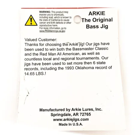 Arkie Lures Weedless Arkie Bass Jig, Zwart/Blauw, 7g, Wierloos, #11353