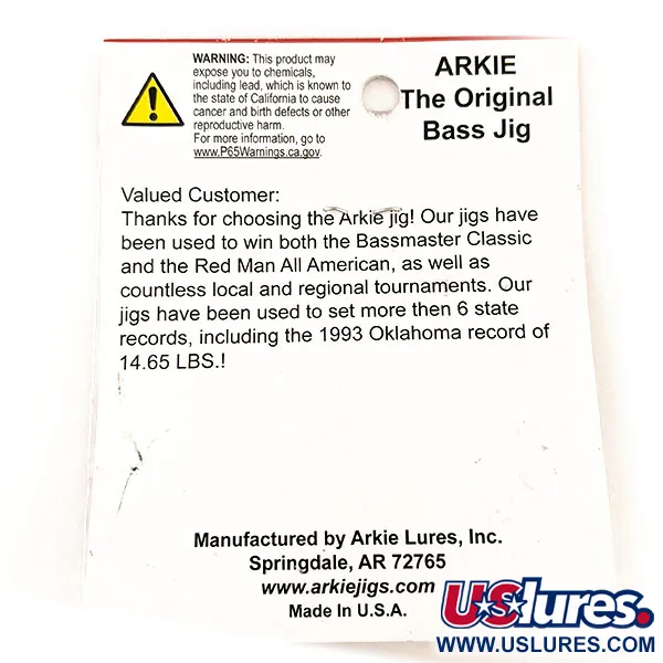 Arkie Lures Weedless Arkie Bass Jig, Zwart/Blauw, 7g, Wierloos, #11353