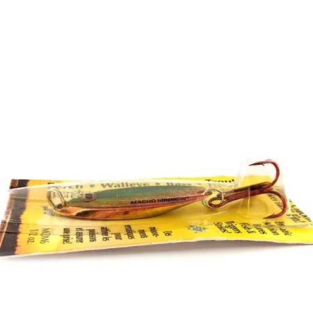 Northland Macho Minnow Jig Lure, Rood/Groen/Goud, 14g, KickerTail, #11395