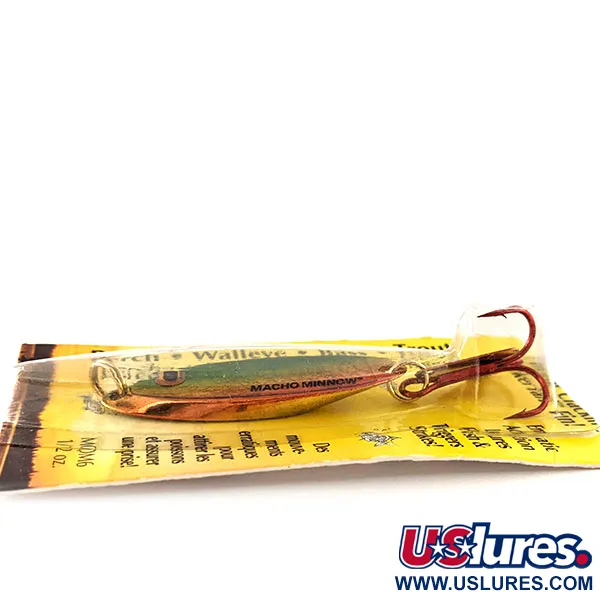 Northland Macho Minnow Jig Lure, Rood/Groen/Goud, 14g, KickerTail, #11395