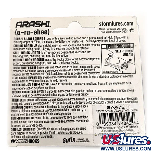 Storm Arashi Silent Square 3 Plug, Mossy Chartreuse Craw, 14g, #11665