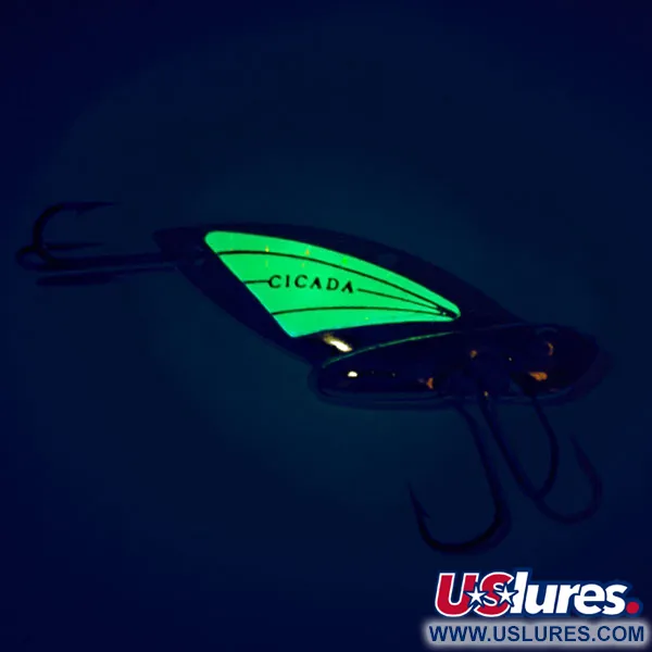 Reef Runner Cicada Blade Bait, Nikkel / Groen, 6g, Glow Wing, #11430