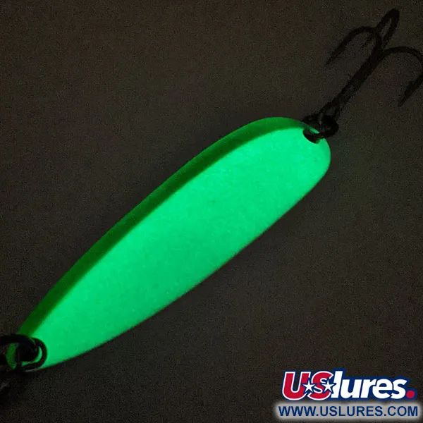 Luhr Jensen Krocodile Die #5 Glow Lepel, Wit/Groen, 23g, Glow, #11449