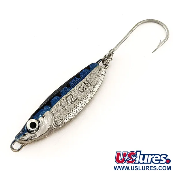 Luhr Jensen Crippled Herring Jig, Nikkel/Blauw, 14g, Enkele Haak, #11539