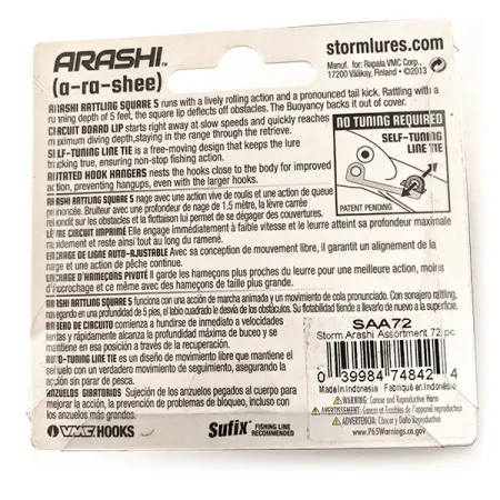 Storm Arashi Rattling Square 5 Crankbait, Red Craw, 18g, ratel, #11672