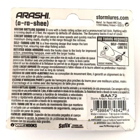 Storm Arashi Rattling Square 3 Crankbait, Blue Silver Shad, 14g, #11708