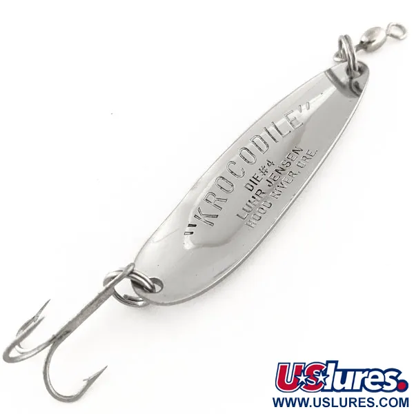 Luhr Jensen Krocodile Die #4 Lepel, Nikkel/Blauw, 14g, Retro, #11868