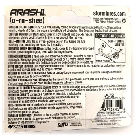 Storm Arashi Silent Square 5 Crankbait, Blauw/Zilver, 18g, Silent, #11951