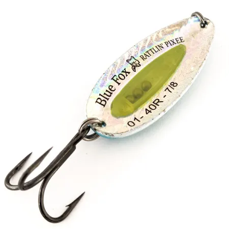 Blue Fox Rattlin Pixee Lepel, Geel/Blauw, 24g, UV-inzet, #12216