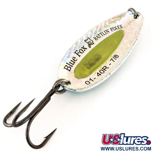 Blue Fox Rattlin Pixee Lepel, Geel/Blauw, 24g, UV-inzet, #12216