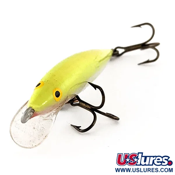 Rapala Original Floater F6 Plug, Chartreuse, 3g, Balsa, #12280