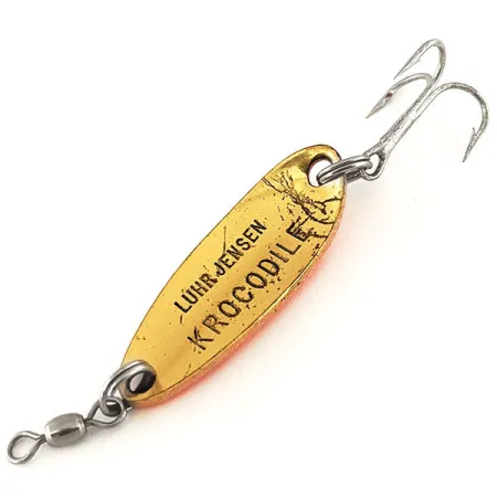 Luhr Jensen Krocodile Lepel, Rood / Messing, 9g, UV Glow, #12316