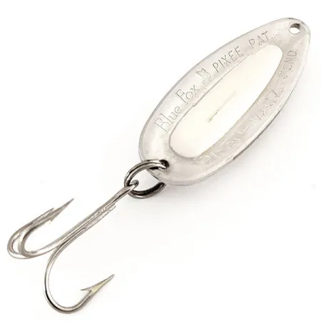 Blue Fox Pixee Lepel, Gehamerd nikkel / Wit, 14g, Zalmeitje, #12317