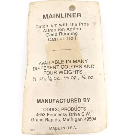 TODDCO Main liner Lepel, Nikkel / Groen, 11g, Vintage USA, #12335