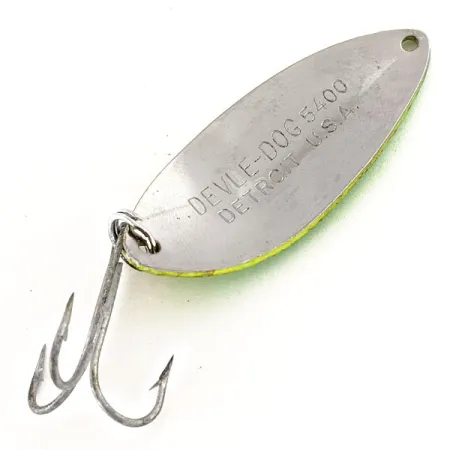 Dardevle Devle Dog 5400 UV Lepel, Geel/Groen/Nikkel, 14g, UV, #12409