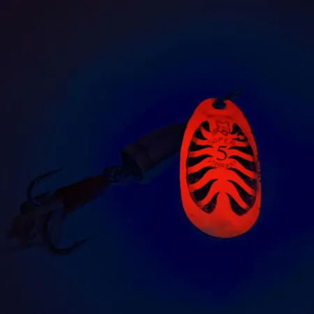 Blue Fox Super Vibrax 5 UV Spinner, Rood / Messing, 13g, UV, #12490