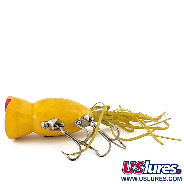 Fred Arbogast Hula Popper Popper, Geel, 14g, Rubberen Rok, #12657