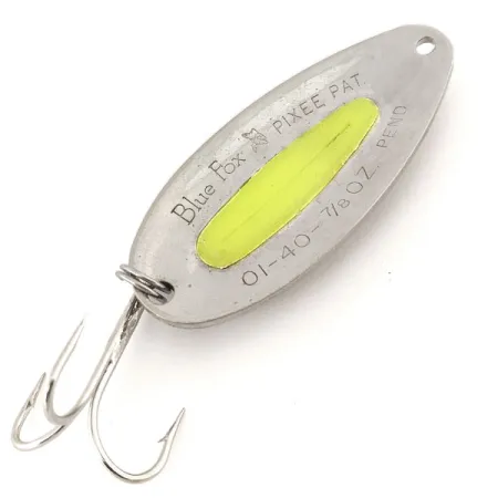 Blue Fox Pixee UV Lepel, Gehamerd nikkel/Geel, 24g, UV-insert, #12701