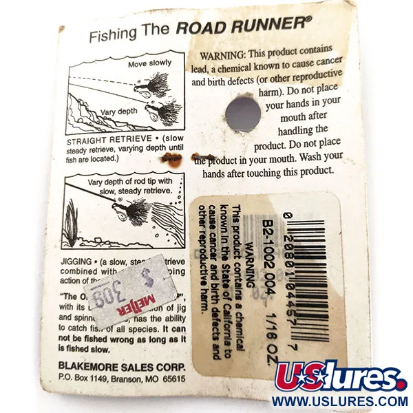 Blakemore Baits Road Runner Marabou Jig, Zwart, 3.5g, Underspin, #12896