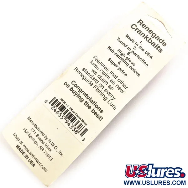 Renegade Crank Shad Plug, Donkergroen Goud, 11g, Rattle, #12933