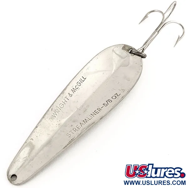 Wright & McGill Streamliner Lepel, Nikkel/Grijs, 18g, Vintage, #13030