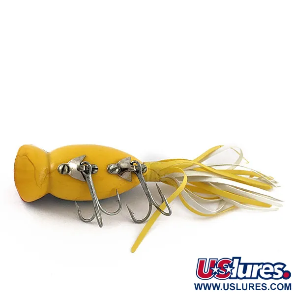 Fred Arbogast Hula Popper, Geel/Blauw Schubbenpatroon, 10g, Popper #18822