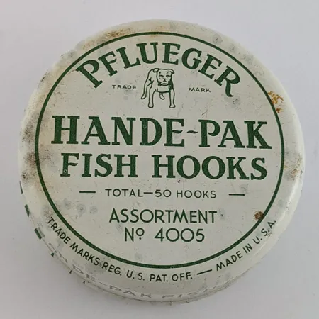 Pflueger Hande-Pak №4005, assortiment vishaken, vintage blikje #22192