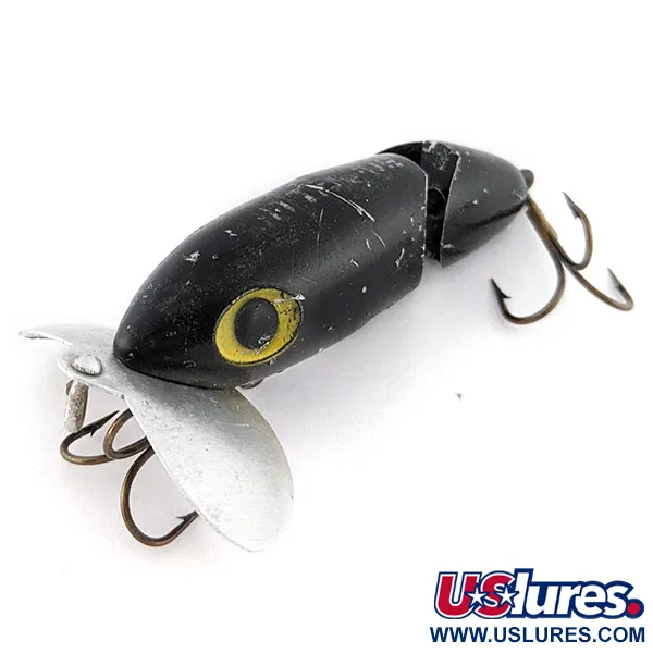 Fred Arbogast Jitterbug Jointed, 10g Zwart, Oppervlaktekunstaas #22524