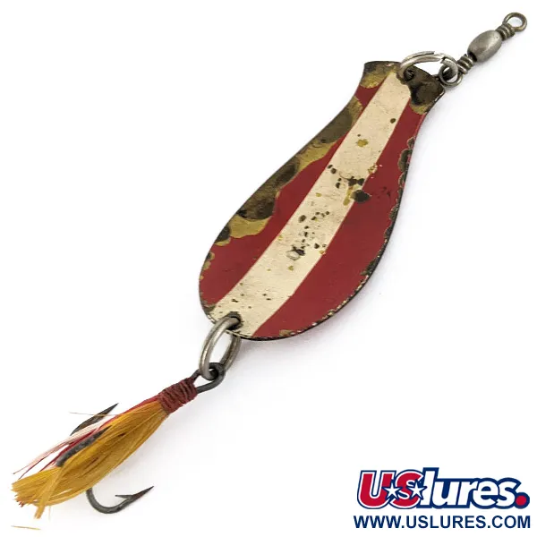 South Bend Spoon-Oreno, 14g, rood/wit/messing, Lepel #22603