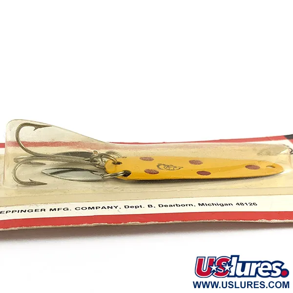 Eppinger Dardevle Sagamore JT Buel Klicker, 7g Geel met Kastanjebruine Stippen, Lepel #23023