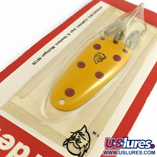 Eppinger Dardevle Sagamore JT Buel Klicker, 7g Geel met Kastanjebruine Stippen, Lepel #23023