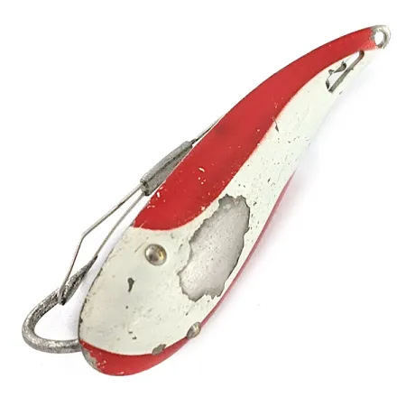 Weedless Bait Company FISHTRAP, 8,5g rood/wit/nikkel, vintage weedless lepel #23191
