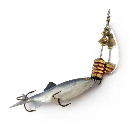 Mepps Aglia 2 Mino, 9g, Zilver/Blauw, Spinner met shad #23310